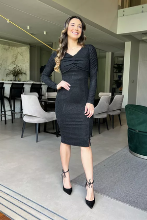 Vestido Tubinho de Malha Lurex Tata Martello Vestidos Evangélicos