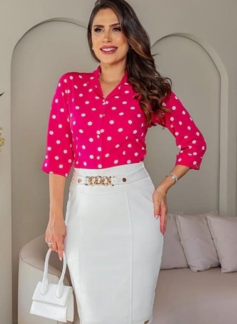 Saia Secretária Midi no Montaria Off-Witte Maria Amore Evangélica