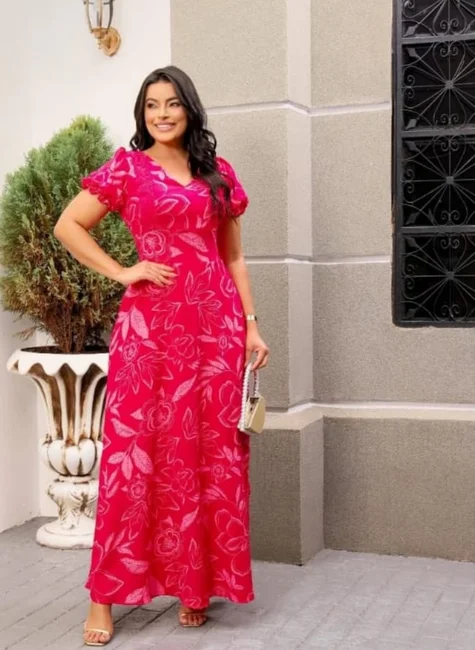 Vestido Florido Vestidos Longos Coloridos Verao VESTIDO FLORAL